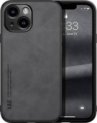 Шкіряний чохол XnE iPhone 15 з металевою вставкою Black