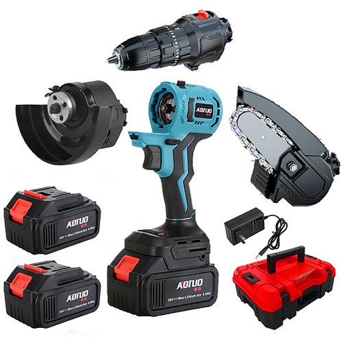 Набір акумуляторних інструментів 3в1 AOTUO Multi Tools 21V 4000 mAh (шуруповерт ударний, болгарка, ланцюгова пилка)
