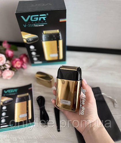 Професійний шейвер VGR V-356 для бороди та вусів акумуляторна електробритва для ідеальної гладкості Gold