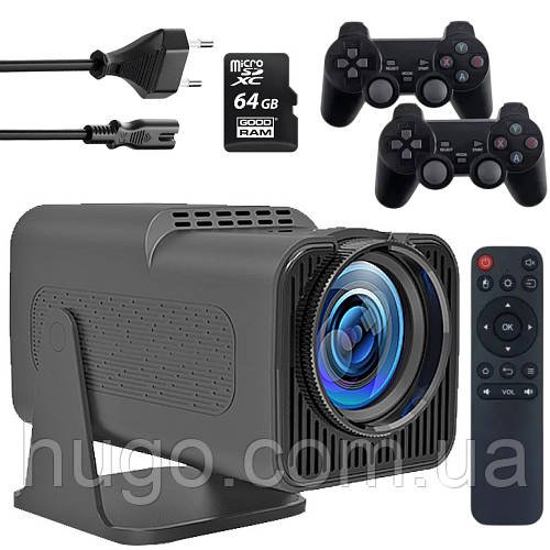 Смарт проектор з 2 джойстиками та пультом 4K, HY320mini / Мультимедійний проектор з іграми / Проектор приставка