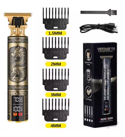 Металевий тример Vintage T9 — професійна машинка для стрижки волосся, бороди та окантовки (Акумуляторна)