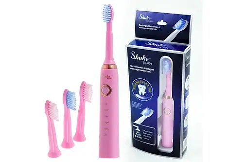 Електрична зубна щітка SHUKE SK-601 (рожева) Сучасна зубна щітка з 4 насадками та 5 режимами роботи HP227