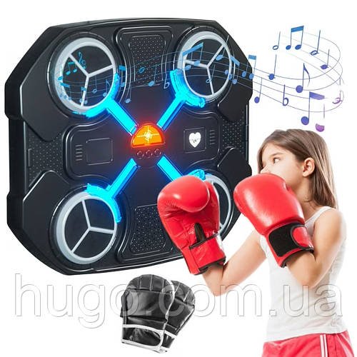 Музичний тренажер для боксу + 2 рукавички, Bluetooth, від USB, 32×27см / Музичний боксерський тренажер