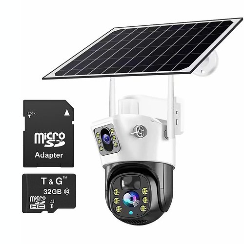 Бездротова 4G-камера TP-15 V380 із сонячною панеллю, подвійними об'єктивами та картою пам'яті 32GB