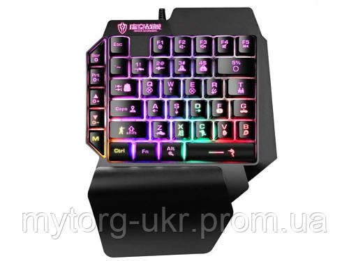 Клавіатура під одну руку ігрова RGB USB Shipadoo F6 одноручна 39 клавиш  Чорний
