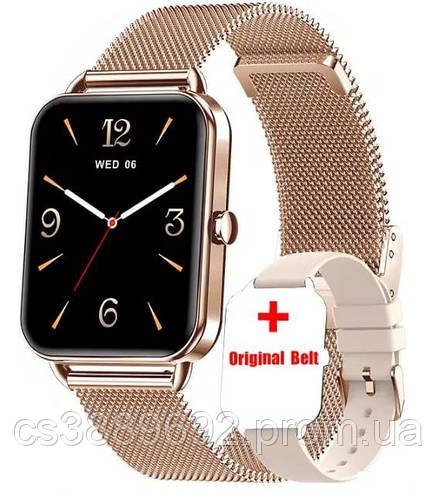 Жіночий розумний годинник Smart watch для android та ios з функцією розмови, маленькі смартгодинники найкращі Мілан золото+срібло
