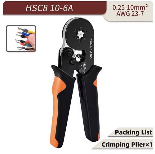Кримпер WOZOBUY HSC8 10-6A, шестикулачковий, від 0.25 до 10.0 мм²