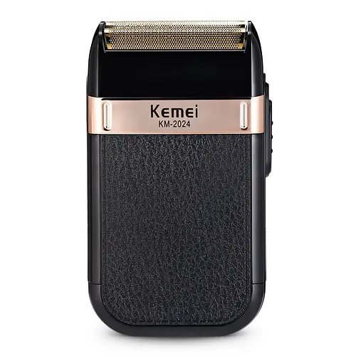 Бездротова електробритва-шейвер Kemei КМ-2024 Shaver Black з двома лезами для сухого гоління