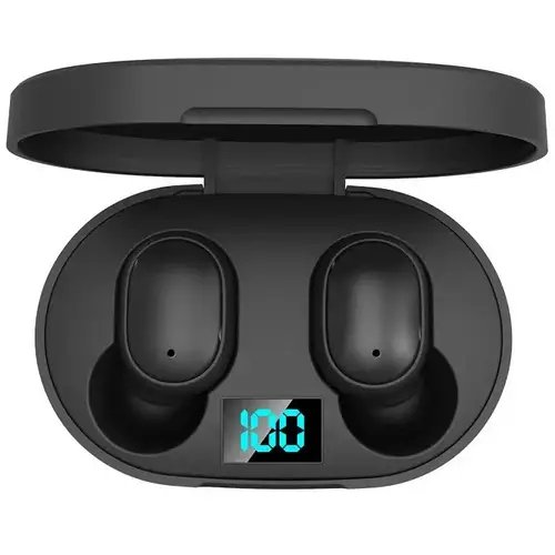 Бездротові сенсорні Bluetooth навушники Е6S із цифровим зарядним кейсом Чорні