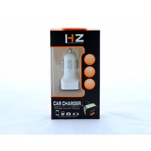 Адаптер USB прикурювач HZ CAR CHARGER 2.1 A USBx2 з вольтметром CAR USB HC1 9001 YU227