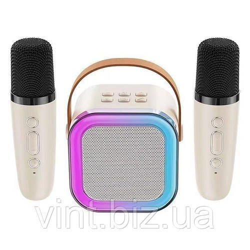 Караоке колонка з двома бездротовими мікрофонами.