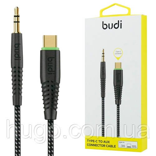 Кабель AUX 12м (Jack 35 + USB Type-C), Budi DC150TXA12B / Провід для навушників