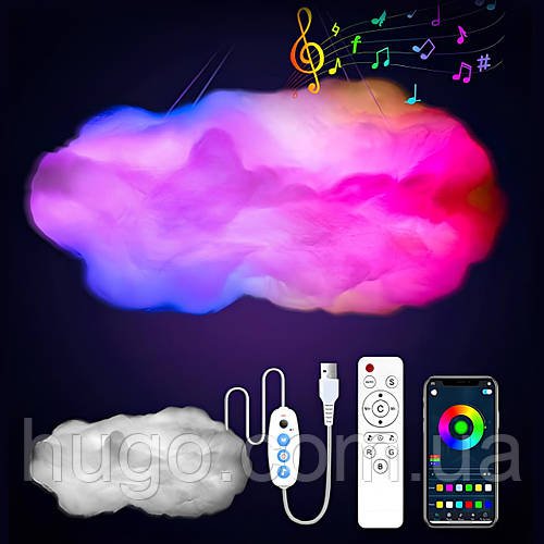 Підвісний LED світильник Хмара з USB та пультом, RGB / Розумний підвісний світильник «Хмара»