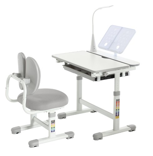 Парта шкільна дитяча + Лампа настільна Bambi M 6136-11 Сірий