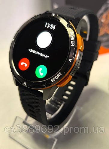 Чоловічі розумні годинник смарт  наручний з bluetooth з тонометром круглі чорні для android та айфону.