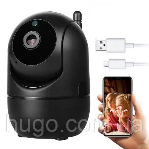 Поворотна IP камера відеоспостереження з WiFi, 1080P, EooLii, Чорний / Бездротова відеокамера / Відеоняня