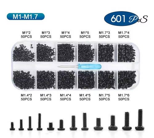 Набір Мінігвинтиків M1;M1.4;M1.7 з Плоскою Головкою + Викрутка 601 шт Spec (SP-0679002)