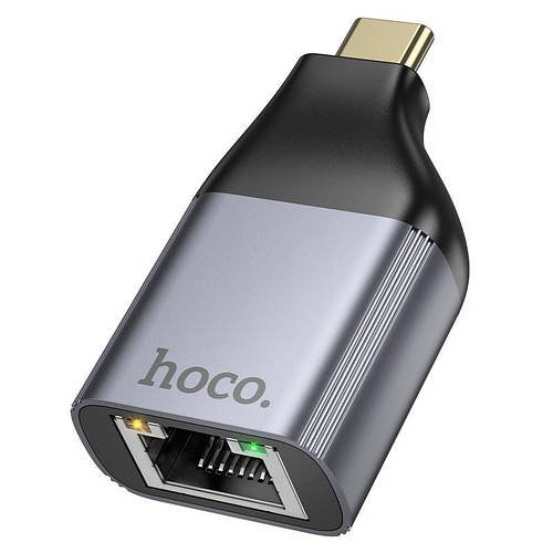 Адаптер Hoco UA35 перехідник USB-C to RJ45, 1 Гбіт/с, Windows, MacOS, Linux, Android, Chrome OS
