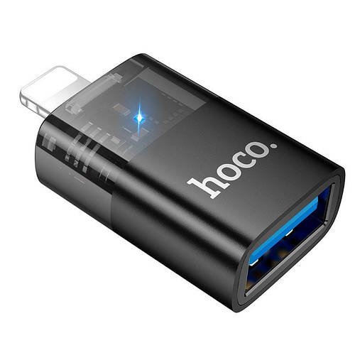 Перехідник адаптер для айфона Hoco iP для USB female OTG transparent UA36 |480Mbps|
