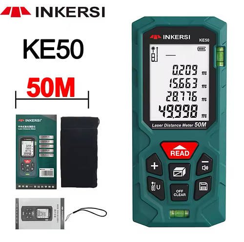 Лазерний далекомір (рулетка) INKERSI KE50 50m для вимірювання довжини, площі, об'єму