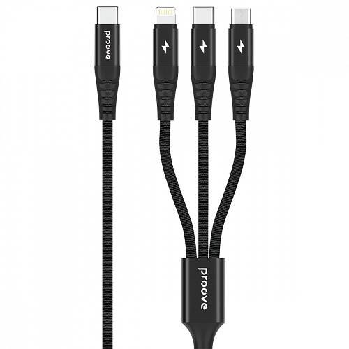Кабель для зарядки 3в1 телефона смартфона планшета Proove Hydra 3 in1 Type-C + Micro USB + Lightning (1м)