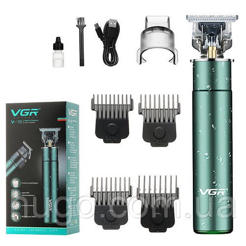 Акумуляторний триммер для волосся VGR V-186 з 4 насадками / Водонепроникний триммер для бороди