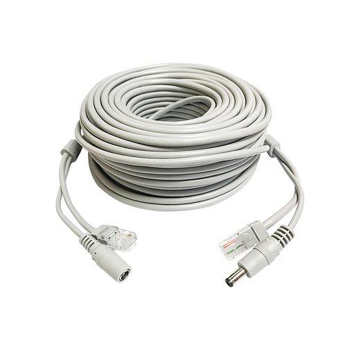 Комбінований патчкорд RJ-45 + DC, довжина 20 м, сірий, модель Q40 — для IP-камер відеоспостереження та мережевого о