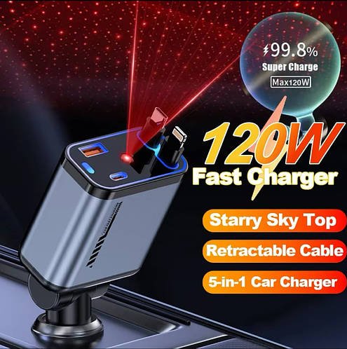 Автомобільний зарядний пристрій Star Sky Roof C3 100 Вт для гаджетів від прикурювача автомобіля 4 в 1
