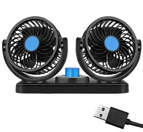 Подвійний вентилятор із регулюванням потужності від USB DOUBLE-HEADED VEHICLE FAN CZ-212 SN27
