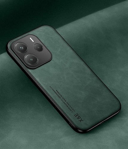 Шкіряний чохол XnE Xiaomi Redmi Note 14 5G з металевою вставкою Green