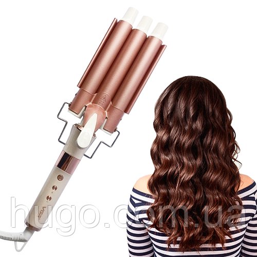 Плойка для волосся 3 хвилі VGR V-599 / Потужний стайлер для укладання волосся / Плойка для локонів