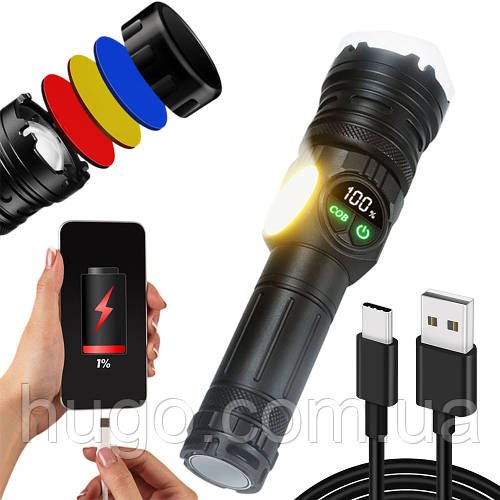 Ліхтар акумуляторний з PowerBank + магніт, COB, CB A280 / Ручний ліхтар акумуляторний / Ліхтарик ручний