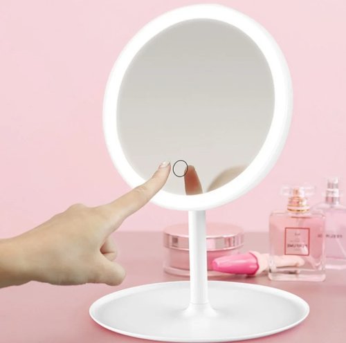Косметичне дзеркало з LED-підсвіткою З яскравою льодом підсвіткою, вбудованим акумулятором, біле YU227