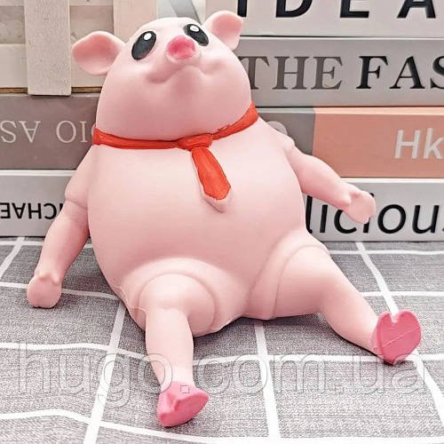 Антистрес іграшка Еластична свиня 14 см, Pink Pig BIG / Свинка сквіш / Свинка бос / Дитяча іграшка