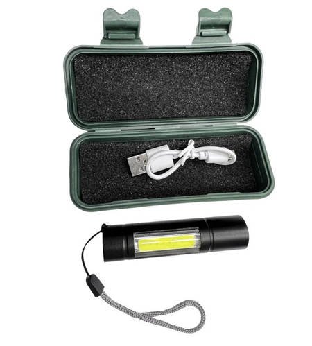 Світлодіодний ліхтарик Bailong Police ручний на акумуляторах з COB USB BL-511 у пластиковому чохлі HP227