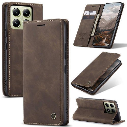 Чохол книжка з магнітом Xiaomi 14T CaseMe Dark Brown