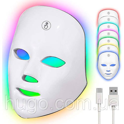 LED-маска для обличчя 7в1 з USB-живленням / Світлодіодна маска для світлотерапії / Лід маска
