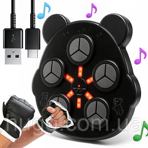 Боксерський настінний тренажер з Bluetooth та рукавичками "PunchTrack" / Музичний тренажер мішень для боксу