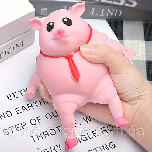 Антистрес іграшка сквіш Свиняча 14 см, Pink Pig BIG / Еластична іграшка свинка / Дитяча іграшка-антистрес