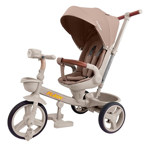 Велосипед триколісний з батьківською ручкою TILLY FLASH T-3812 DARK BEIGE Бежевий