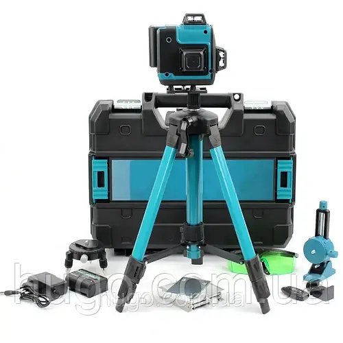 Акумуляторний лазерний рівень 4D Blue Kit / Лазерний нівелір / Рівень лазерний