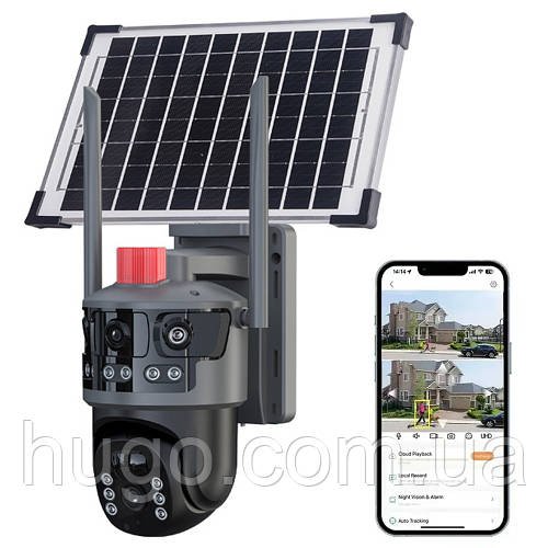 Вулична 4G камера із сонячною панеллю, 12MP, Full HD / Поворотна IP камера відеоспостереження
