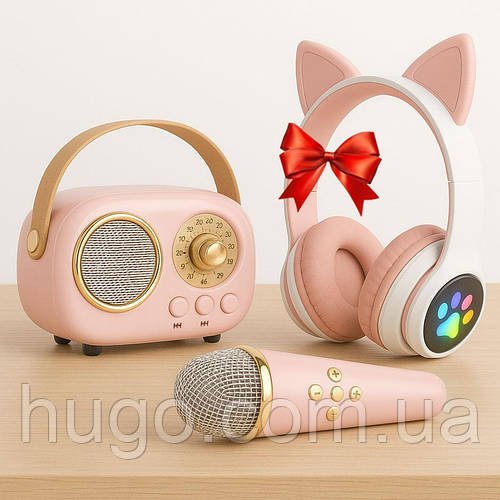 Колонка-караоке Bluetooth з мікрофоном + Бездротові навушники VZV-23M Дитяче караоке з мікрофоном