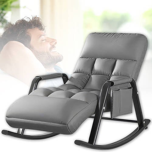 Регульоване крісло-гойдалка 145х60х55 см з підлокітниками та боковою кишенькою Y-03 Сіре