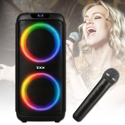 Переносна акумуляторна Bluetooth колонка з LED RGB підсвічуванням та мікрофоном ZXX-5504 1000Вт