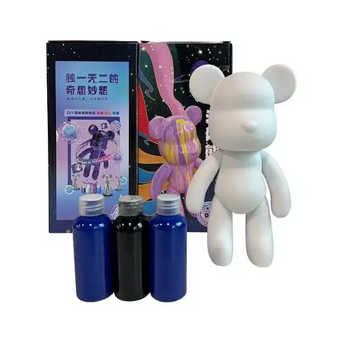 Флюїдний ведмедик fluid bear, 33 см із фарбами, ведмедик для розмальовування HP227