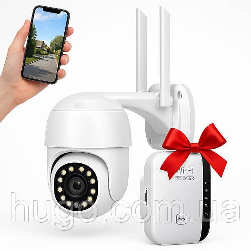 WiFi камера вулична 5Мп, HX A 1536C + Підсилювач WiFi MT02 / Вулична IP камера з датчиком руху