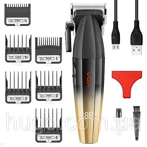 Бездротова машинка для стрижки з 6 насадками та USB, модель V003 / Тример для волосся та бороди