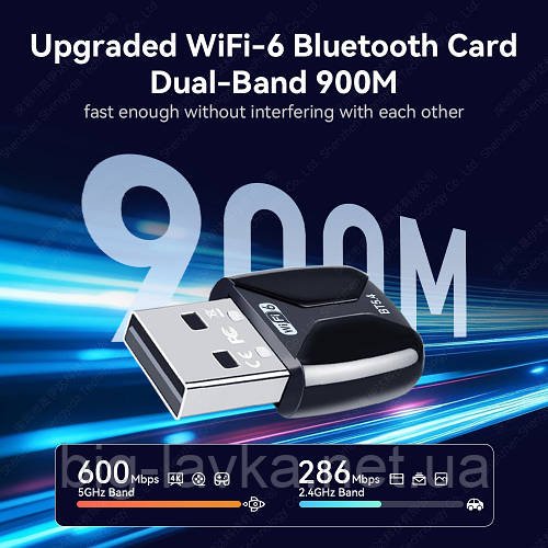 Бездротовий USB-адаптер AX900 WiFi6 з Bluetooth 5.4  Чорний