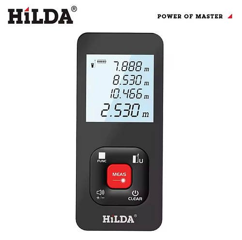 # Лазерний далекомір (рулетка) HILDA CJ390 50m з інтегрованим акумулятором, для вимірювання довжини, площі, об'єму